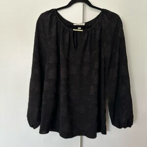Pioneer Women Black Relaxed Long Sleeve Blouse size large NWOT